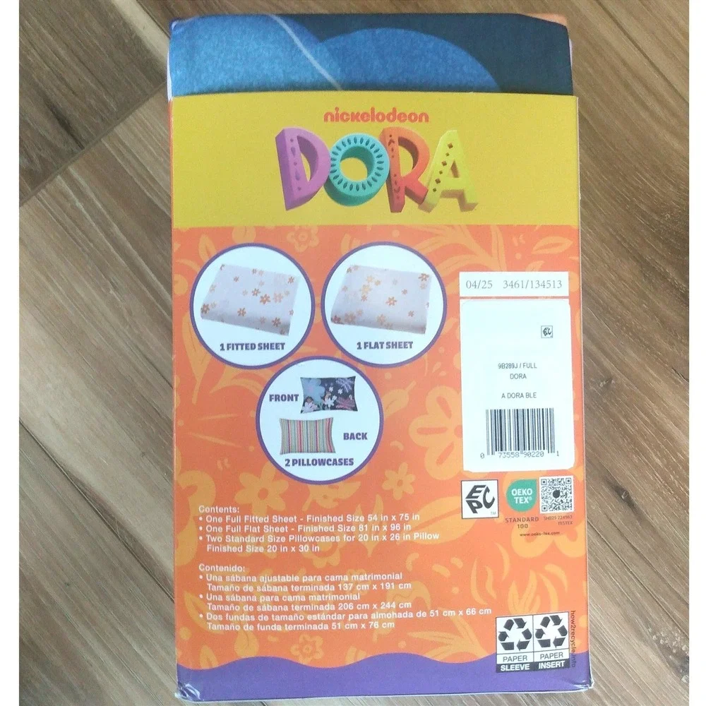 NEW IN BOX Dora the Explorer 4 Piece FULL SHEET Set Bedding Kids Microfiber